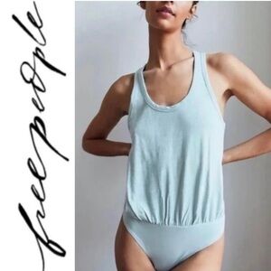 FREE PEOPLE Intimately Tee Off Bodysuit in Blue Size Small NWOT